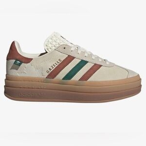 Adidas Gazelle Bold Womens Size 6 Cream White/Wild Sepia/Collegiate Green-Beige